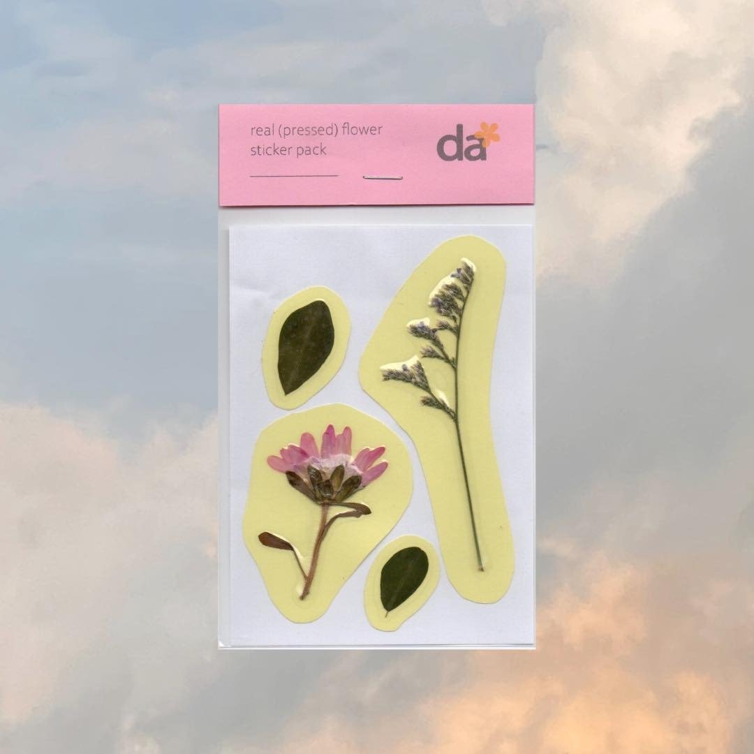 干燥花贴纸，综合花款，粉色花茎 - 贴纸 - 塑料 粉红色
