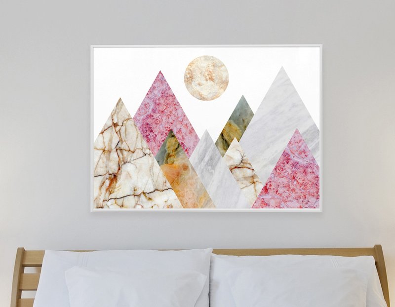 抽象落基山脉艺术版画 大理石风景艺术版画 - 墙贴/壁贴 - 纸 