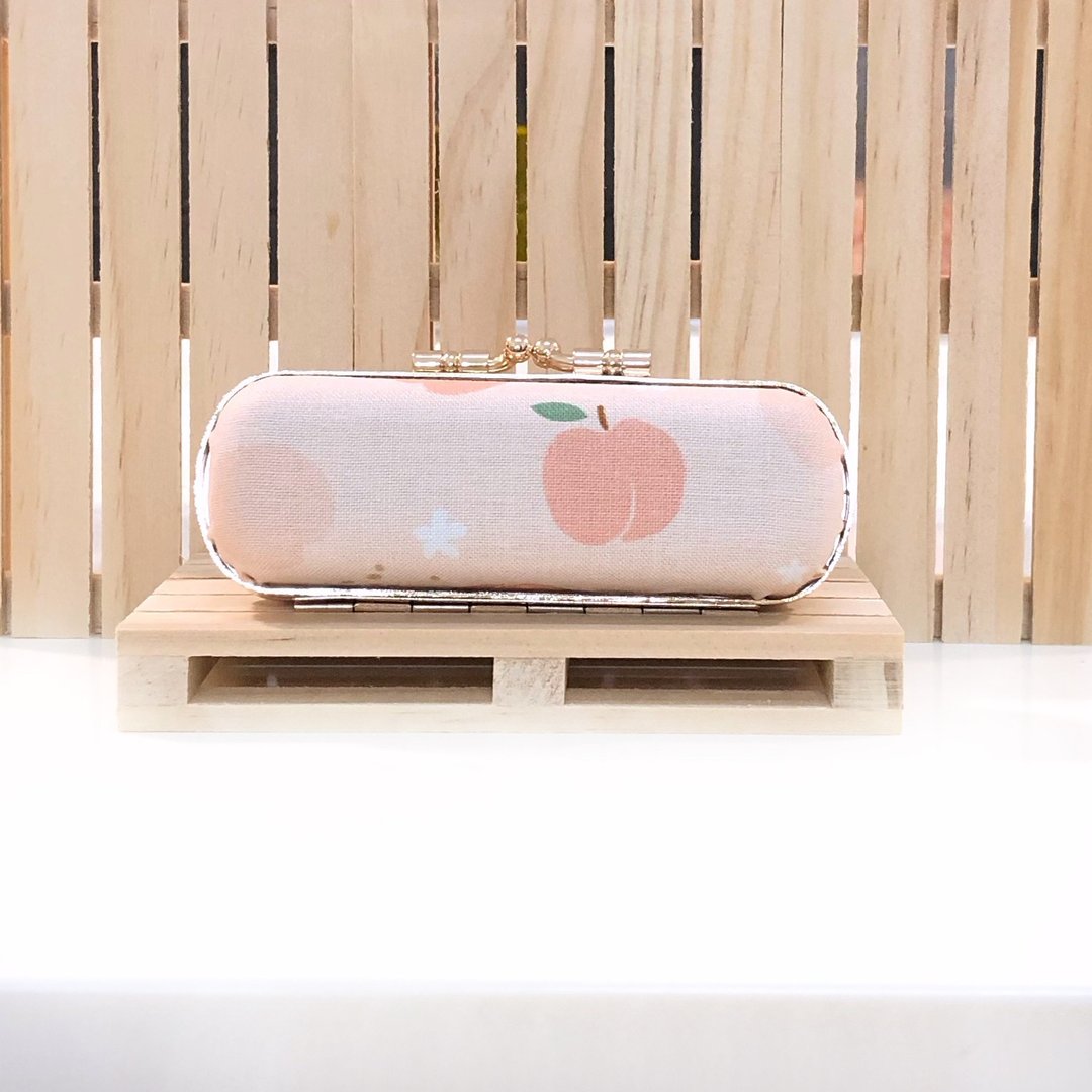 水蜜桃.粉色/韩国印花棉布.印章盒.耳机盒.口红盒.口金收纳 - 印章/印台 - 棉 粉红色