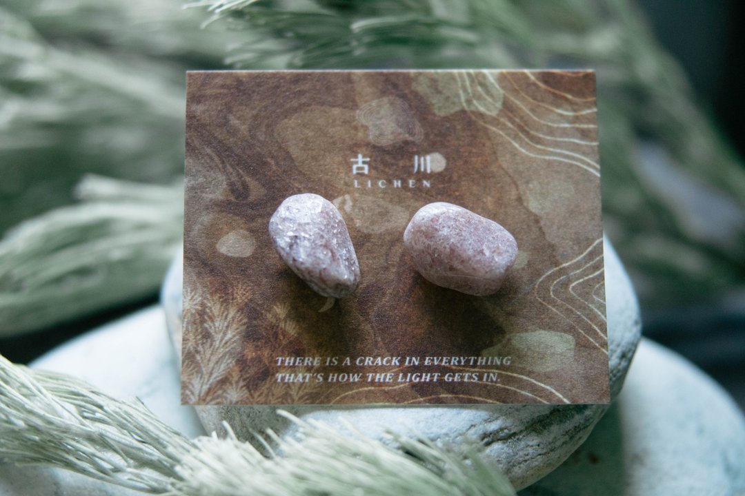 CRACK | 矿物系耳环 |  EARRINGS - 耳环/耳夹 - 玉石 粉红色