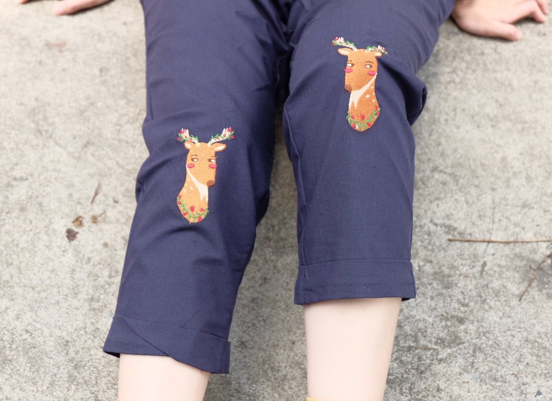 Rose Deer Pants : elastic waist - 女装长裤 - 其他材质 蓝色
