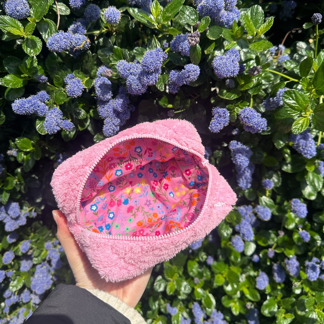 Sweet Pink Terry Pouch - 化妆包/杂物包 - 棉 粉红色