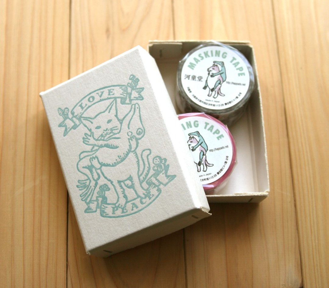 Masking tape box set of 2 Nakayoshi pink - 纸胶带 - 纸 灰色