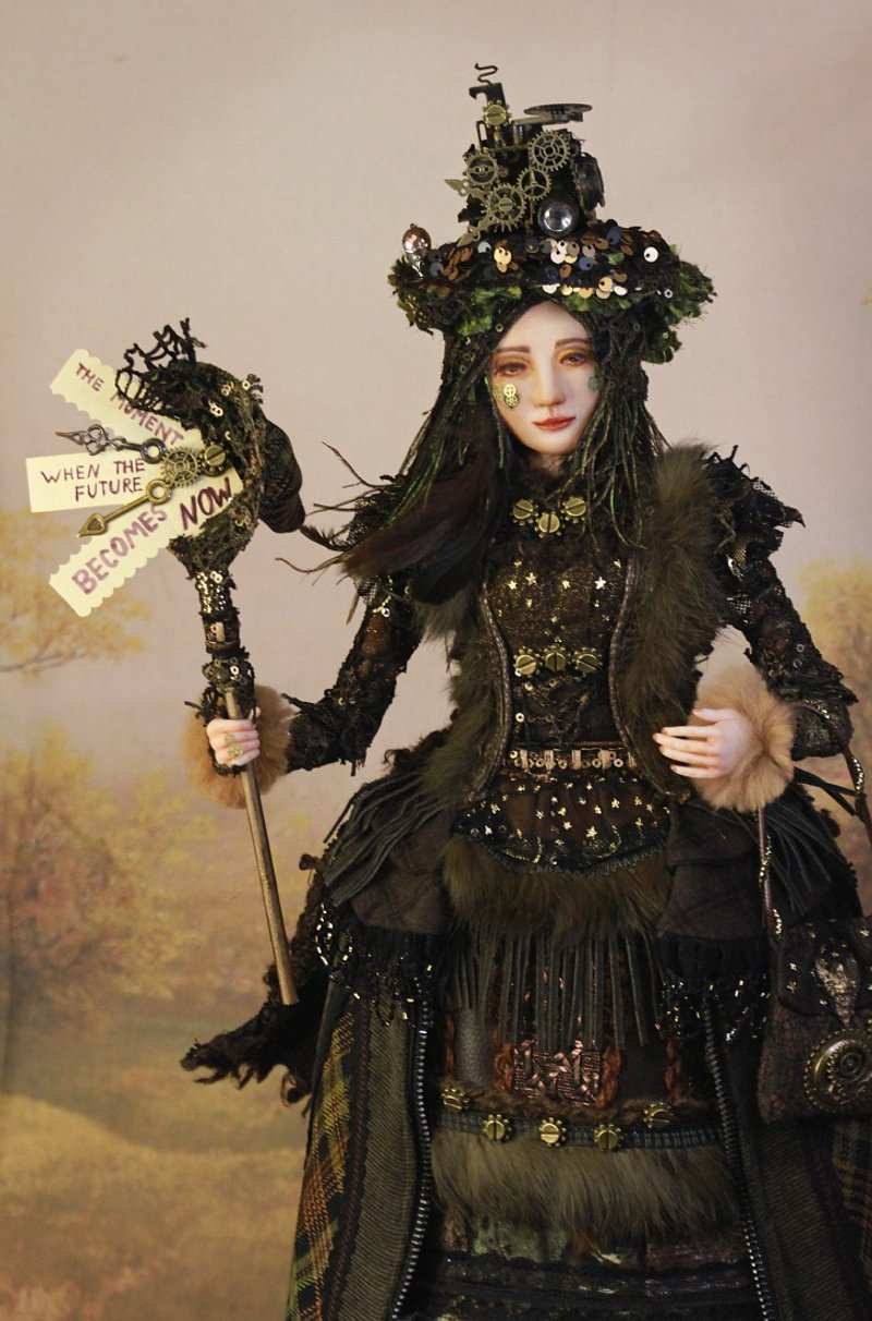OOAK Handmade Interior Art Doll The Nobody from Somewhere Polymer Clay Steampunk - 摆饰 - 粘土 多色
