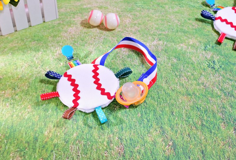 棒球安抚巾  造型奶嘴防尘套 奶嘴夹+奶嘴套 香草奶嘴 奶嘴袋 - 其他 - 棉．麻 