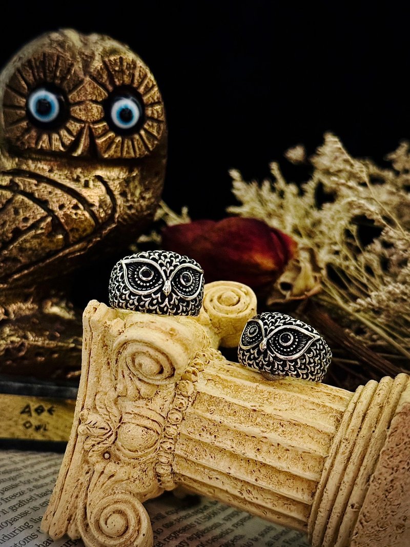 【经典系列】 猫头鹰 owl 925纯银 戒指 - 戒指 - 纯银 银色