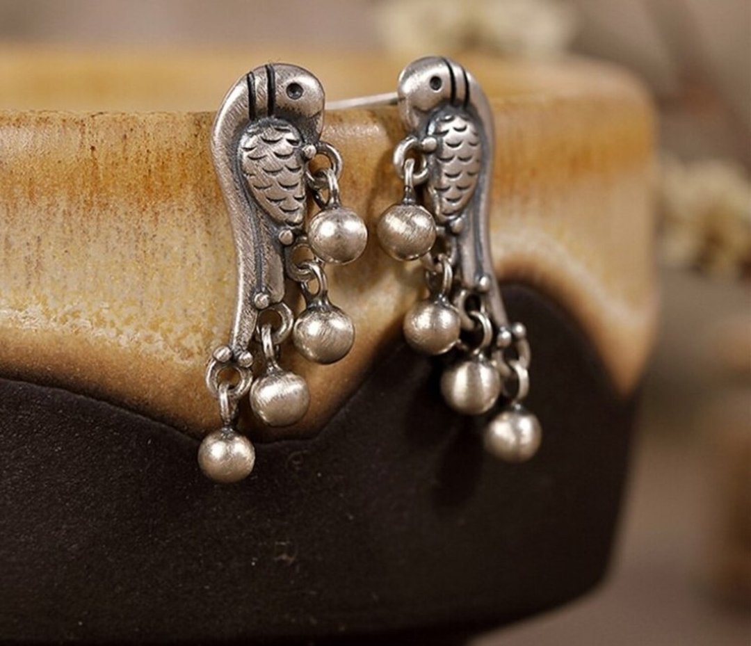 Annunciation Bird Magpie Studs Earrings for Women MINI Animals Earrings - 耳环/耳夹 - 纯银 银色