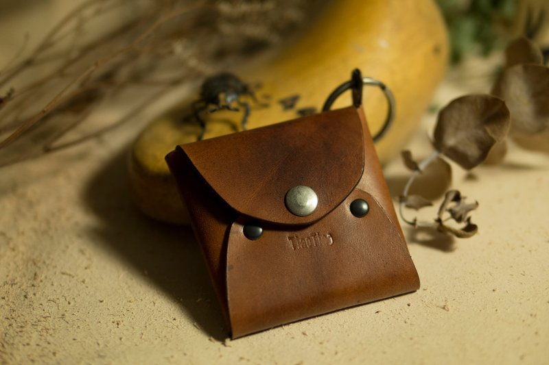 【迢迢tiaotiao】零钱方包-野牛咖/意大利植鞣皮/手工限量制作/零钱包/咖啡色/ - 零钱包 - 真皮 咖啡色