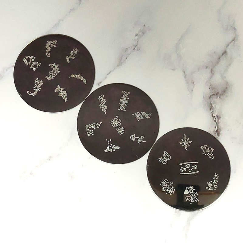 BEnails美甲转印钢板 花语(小圆版)SC008美甲印花板 指甲彩绘DIY - 指甲油/指甲贴 - 不锈钢 银色