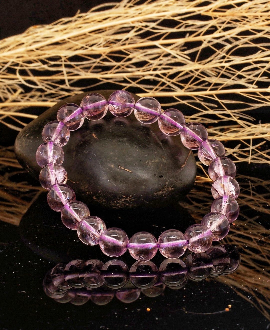 紫阿赛斯特莱 9mm 水晶手链 ( Purple Azeztulite 9mm Bracelet ) - 手链/手环 - 水晶 