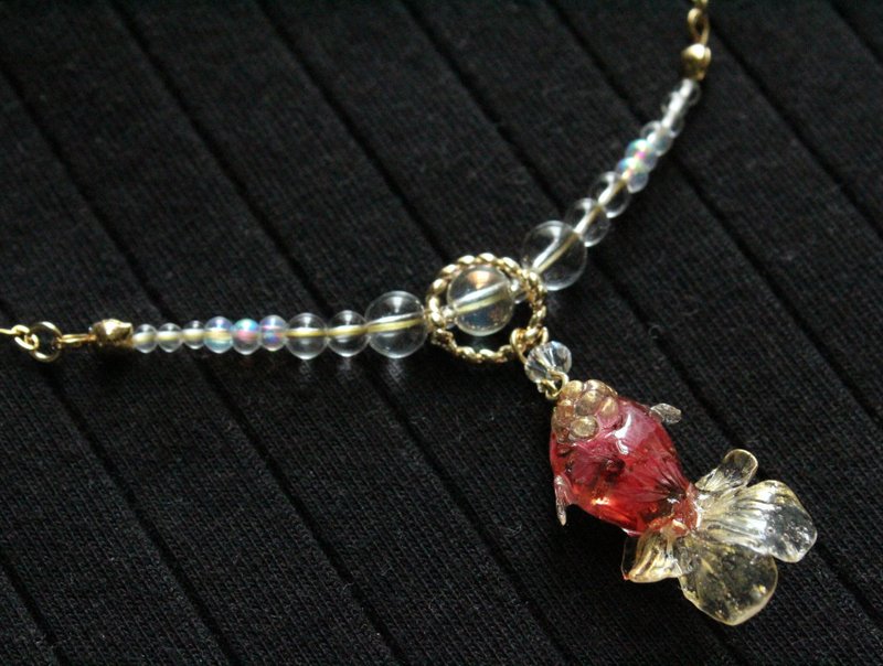 【UV树脂胶】红金鱼项链 - 项链 - 树脂 红色