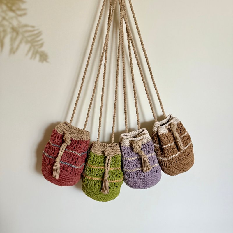 小水桶包 可调节式背带 手工编织 斜背 手提 - 侧背包/斜挎包 - 棉．麻 多色