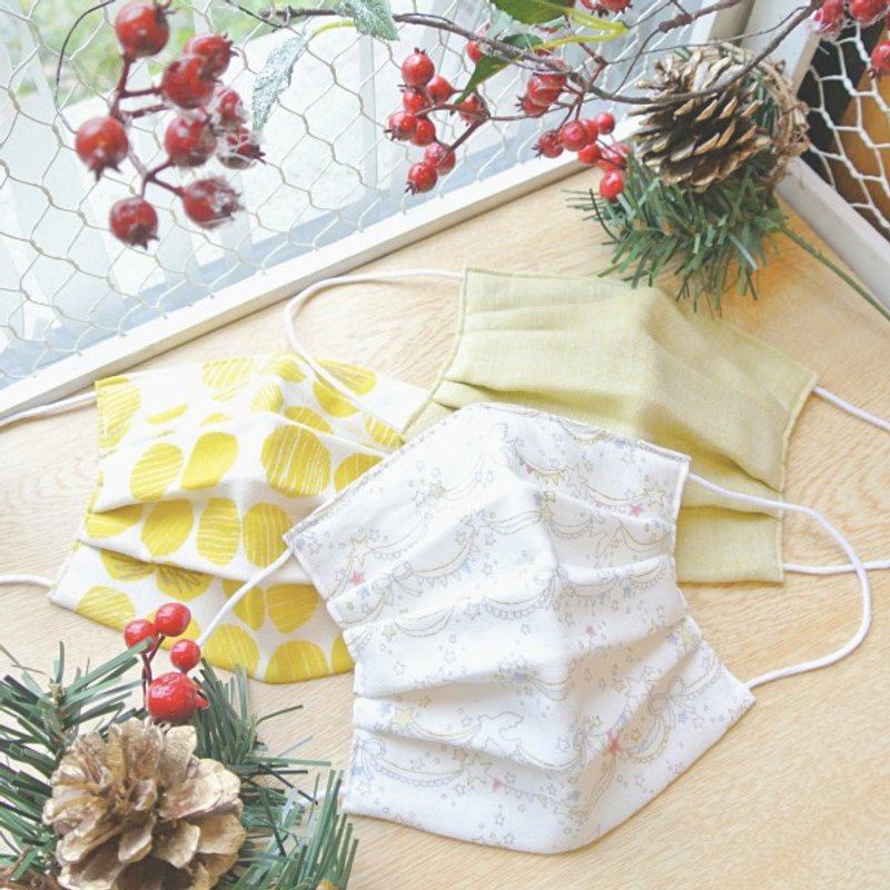 handmade masks Christmas Limited, The Lucky Bag Set【A】 - 口罩 - 棉．麻 白色