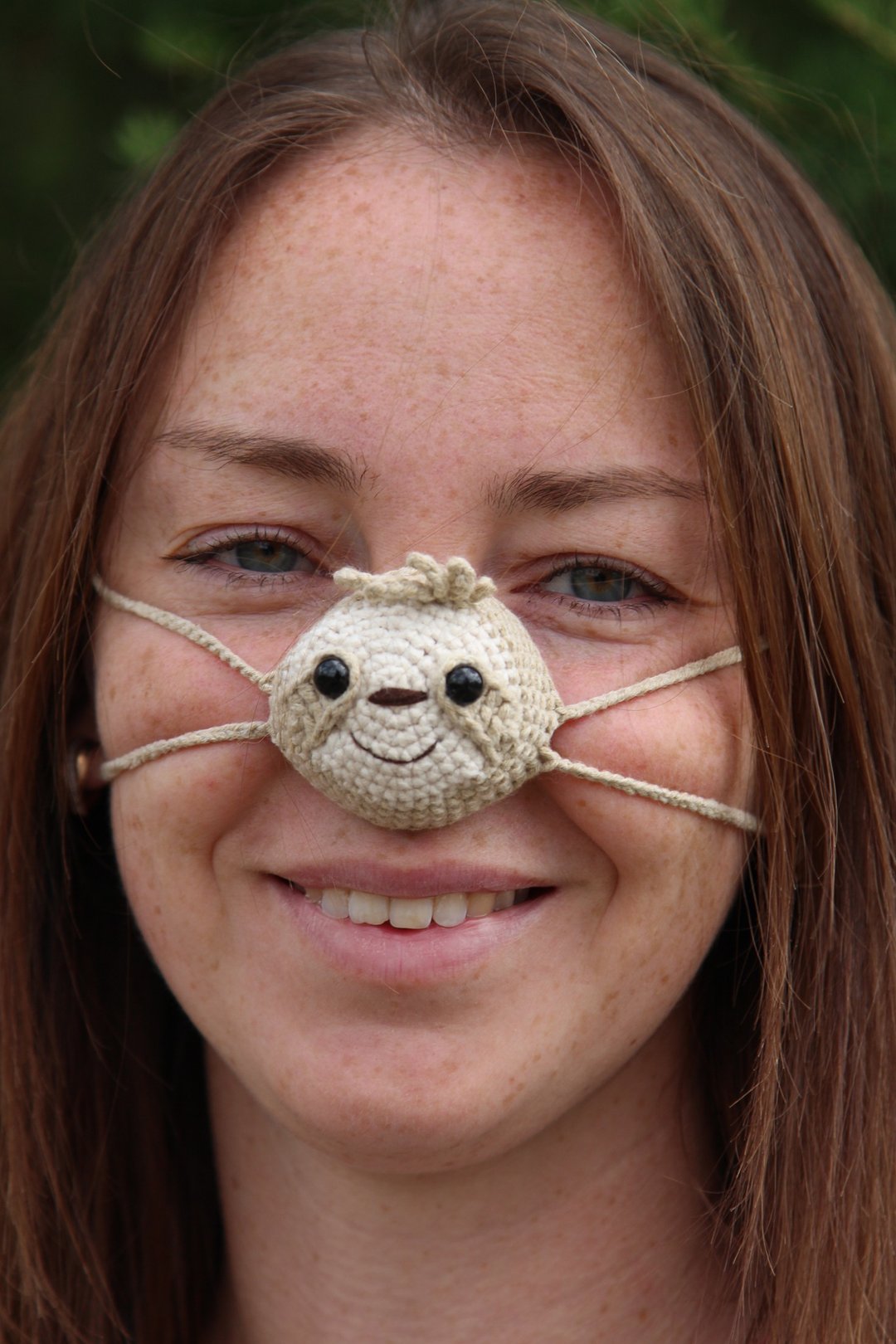 Nose warmer sloth lover. Fun  face mask. - 帽子 - 棉 灰色