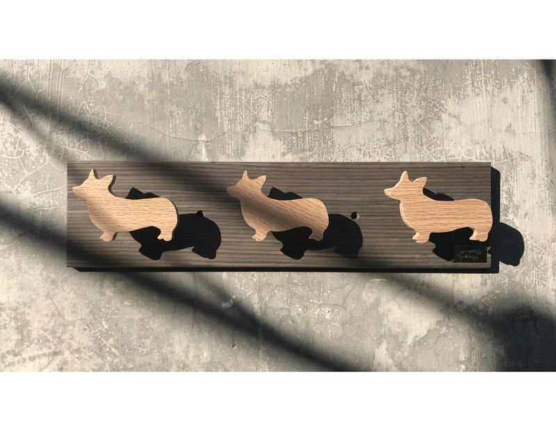 木制 柯基 哥基挂架 衣物架 璧挂饰物 挂勾 挂钩 - 收纳用品 - 木头 咖啡色