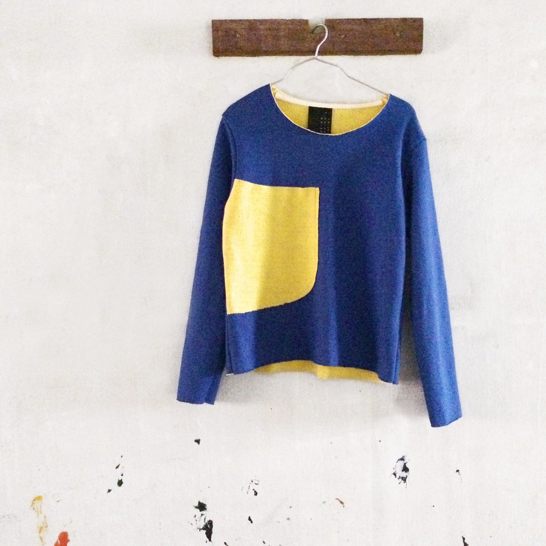 BIG Pocket - Sweater / Long Sleeve Shirt - 女装针织衫/毛衣 - 棉 蓝色
