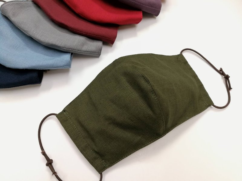 素色三用布口罩-立体款 (成人/儿童)可放医疗口罩 可放滤材 - 口罩 - 棉．麻 