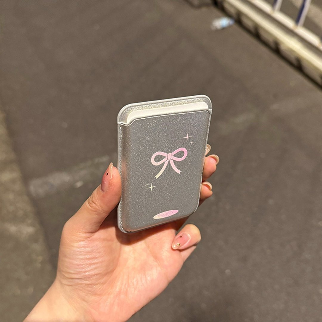 Sweetstore Supply原创银色可爱少女粉蝴蝶结印花卡包 - 皮夹/钱包 - 其他材质 银色