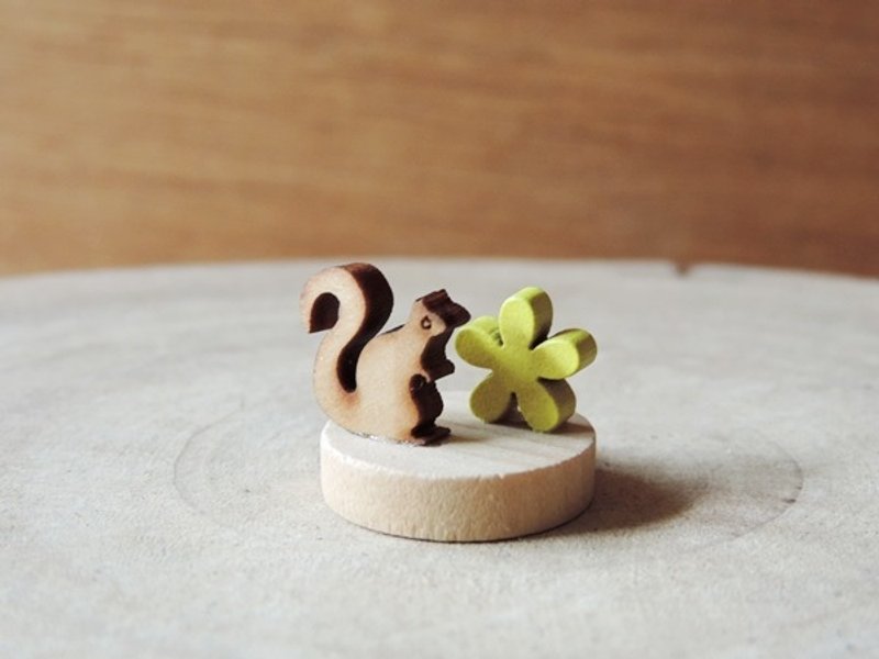 森林系 · 松鼠小摆饰 · 原木质感 - 植栽/盆栽 - 木头 