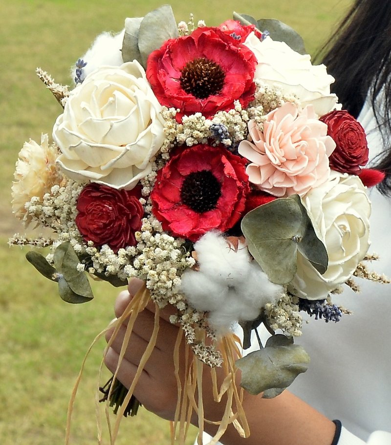 干燥花蓪草玫瑰捧花 - 植栽/盆栽 - 植物．花 多色