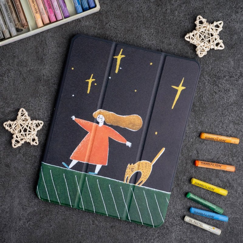 【限时特卖】iPad 插画家联名保护壳【在屋檐上散步】右侧笔槽款 - 平板/电脑保护壳 - 其他材质 黑色