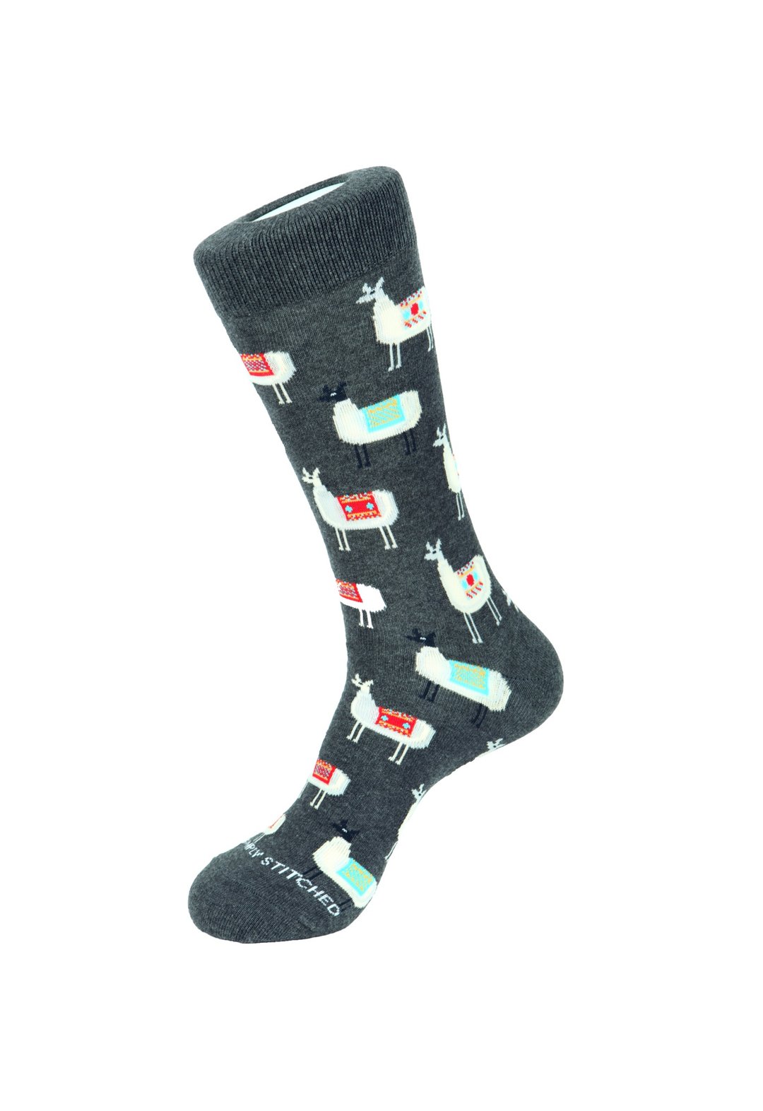 Alpaca Socks 草泥马图案袜子 by Unsimply Stitched - 袜子 - 棉 灰色
