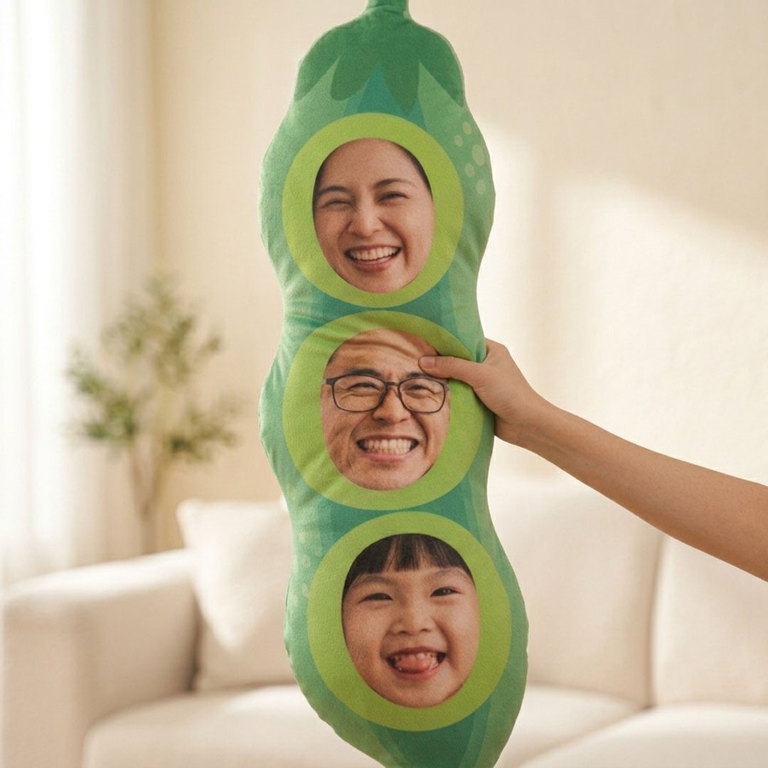 笑花【豆荚毛豆我们这一家】含换洗枕心。大头亲子宠物定制化抱枕 - 枕头/抱枕 - 其他材质 白色