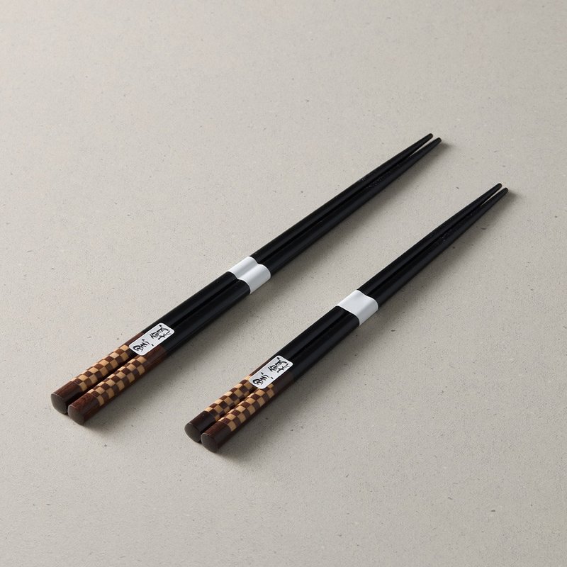日本川上-寄木黑檀木筷对筷组 - 两件组 - 筷子/筷架 - 木头 咖啡色
