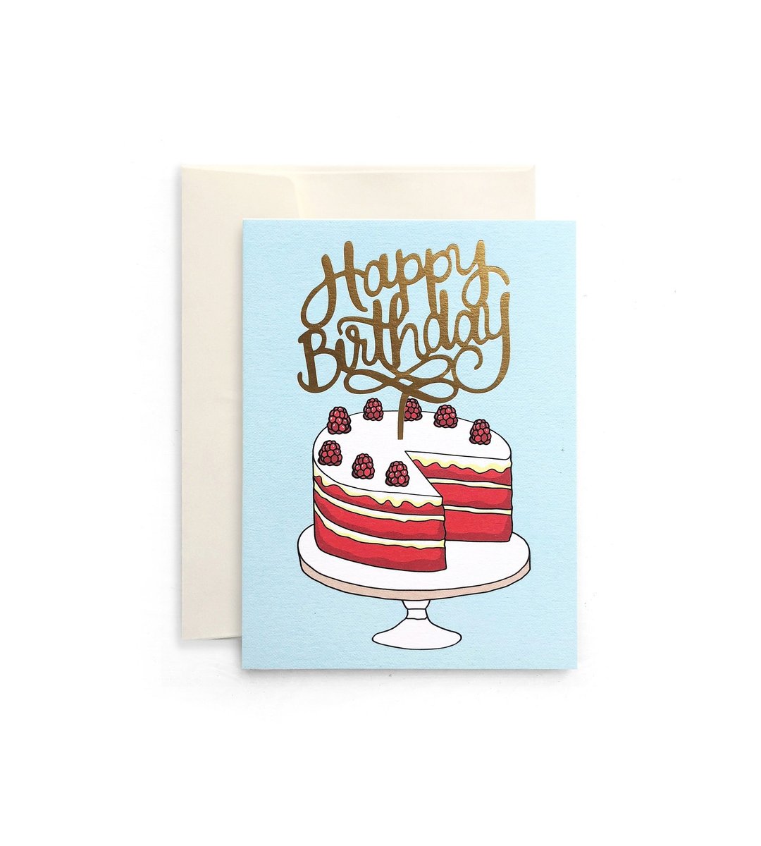Happy Birthday - Birthday Card with Gold Foil - 卡片/明信片 - 纸 多色