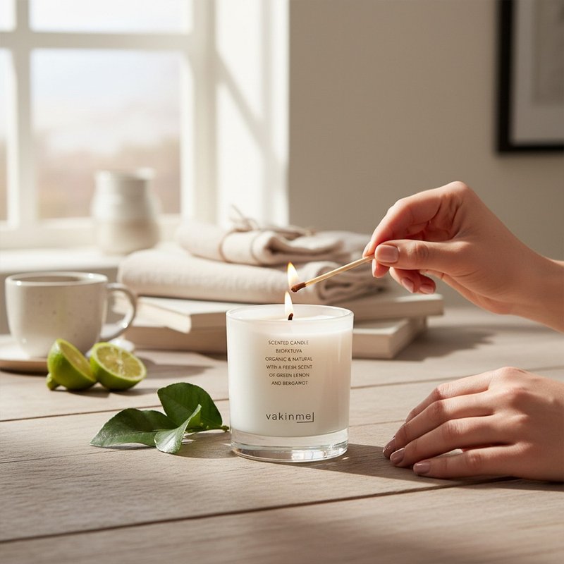 瑞典 vakinme 精油香氛蜡烛 青柠佛手柑 - 香薰/精油/线香 - 浓缩/萃取物 