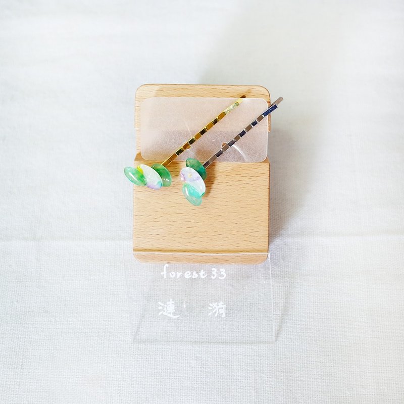 涟漪 发夹 一字夹 - 发饰 - 防水材质 绿色