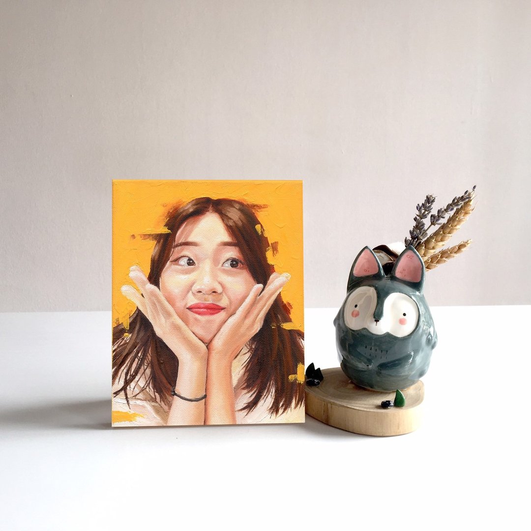 定制化油画人像│纯手工绘制无框画│0F尺寸 - 订制画像 - 颜料 多色