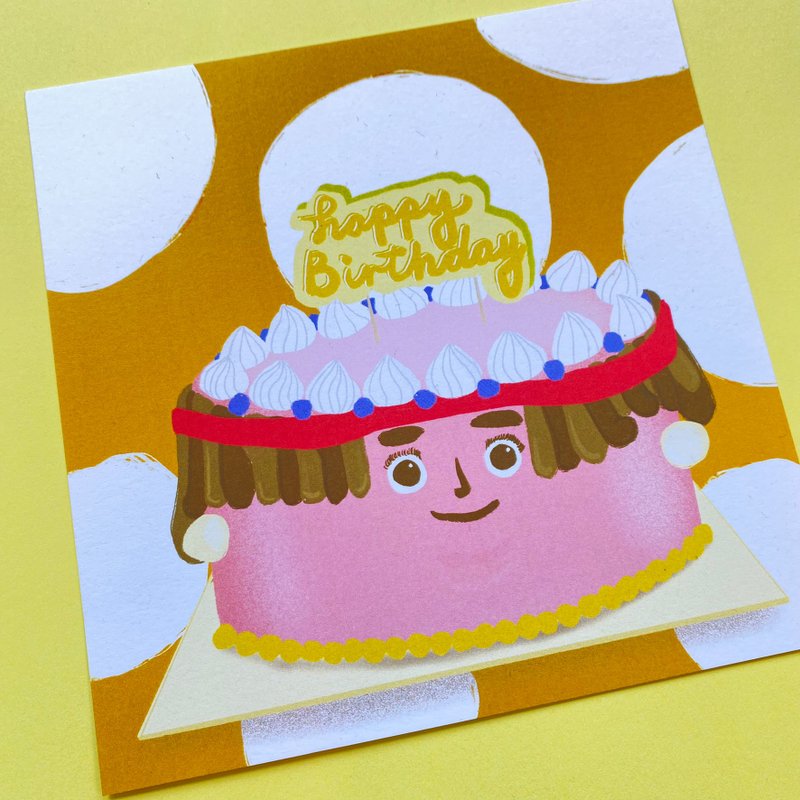 食物研究所生日蛋糕生日卡 - 卡片/明信片 - 纸 多色