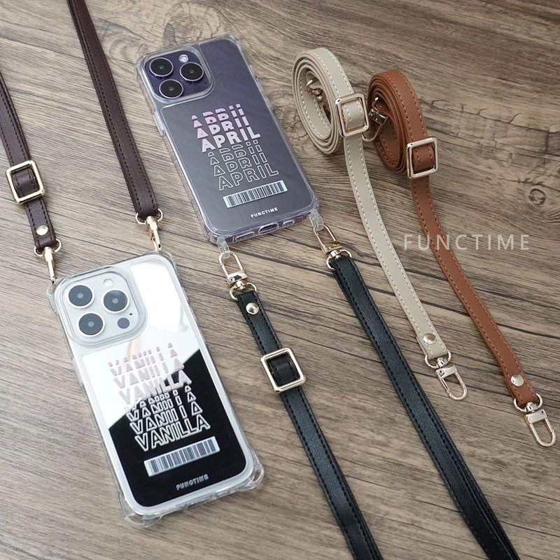 【Functime】 皮革薄款伸缩手机长背带挂绳 - 手机配件 - 塑料 多色