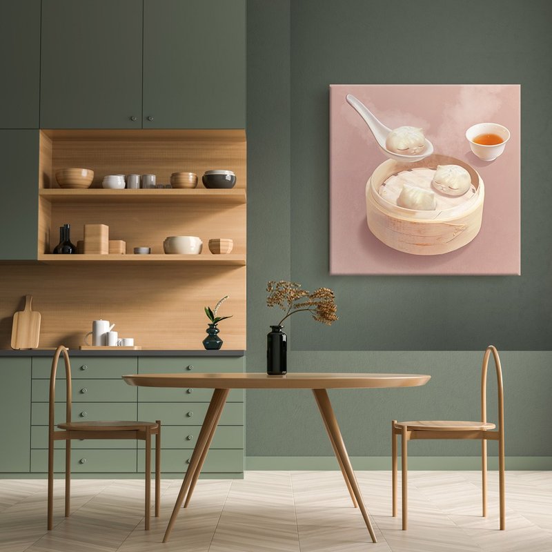 Bao Bao 变身 插画复制画 蒸笼点心时刻 - 海报/装饰画/版画 - 其他材质 卡其色