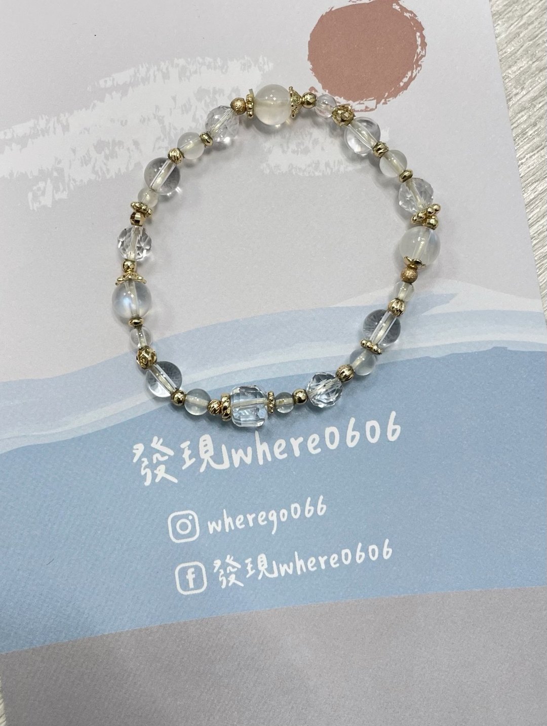白水晶月光石手珠 - 手链/手环 - 其他金属 