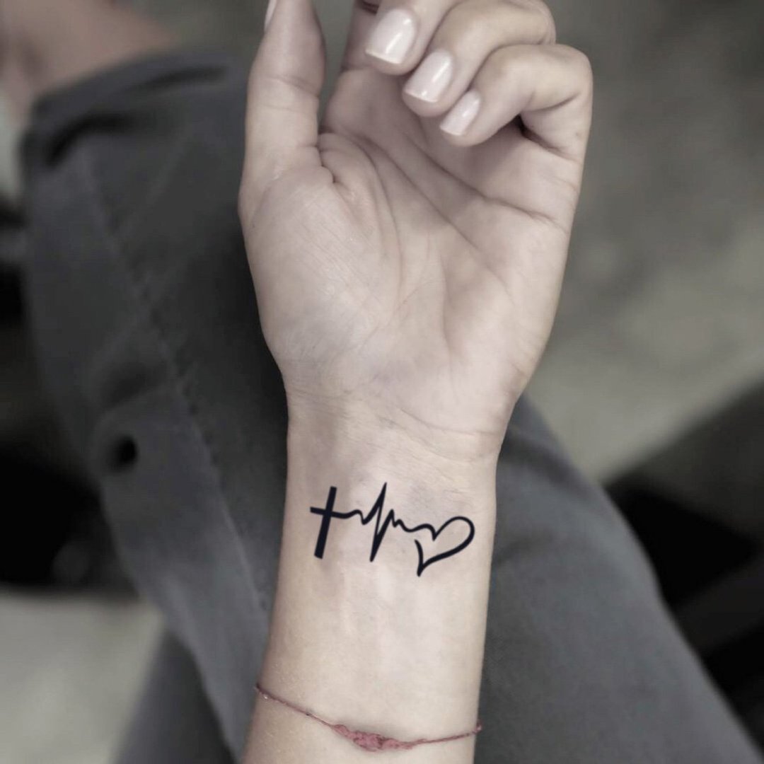 OhMyTat 信仰爱希望 Faith Love Hope 刺青图案纹身贴纸 (2 张) - 纹身贴 - 纸 黑色