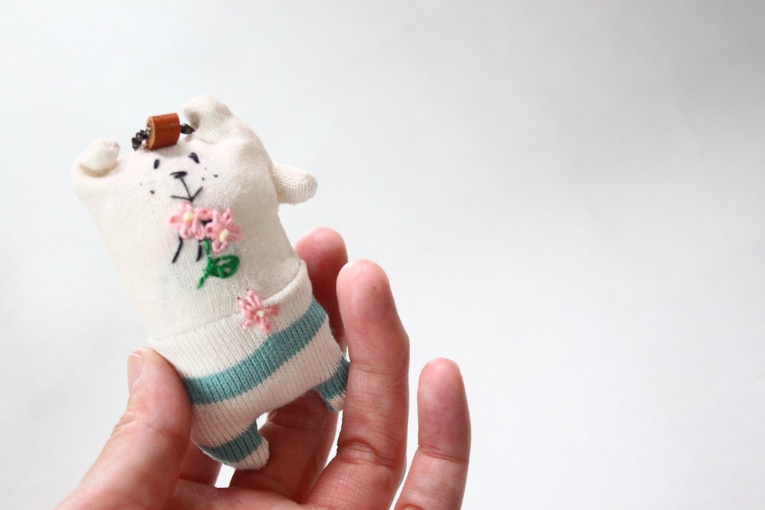 muu  A flower  A mascot  Strap. - 吊饰 - 棉 绿色