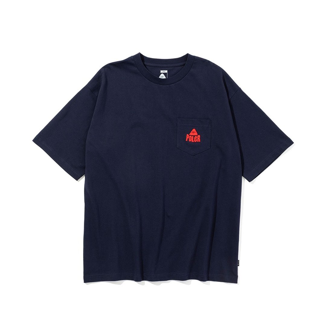 日本限定POLER FUZZY STUFF RELAX FIT POCKET TEE 刺绣口袋T /蓝 - 男装上衣/T 恤 - 棉 蓝色