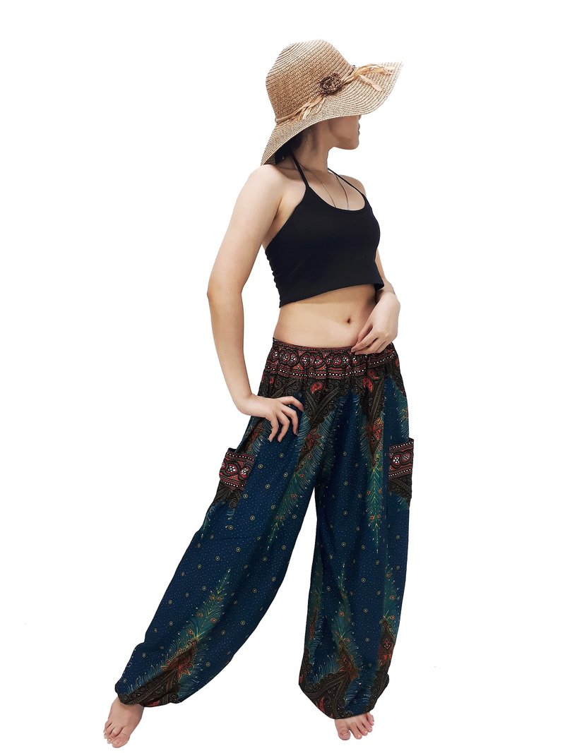 Women Pants Aladdin Pants Thai Pants Gypsy Pants Rayon Bohemian Trouser - 男士长裤 - 其他材质 绿色