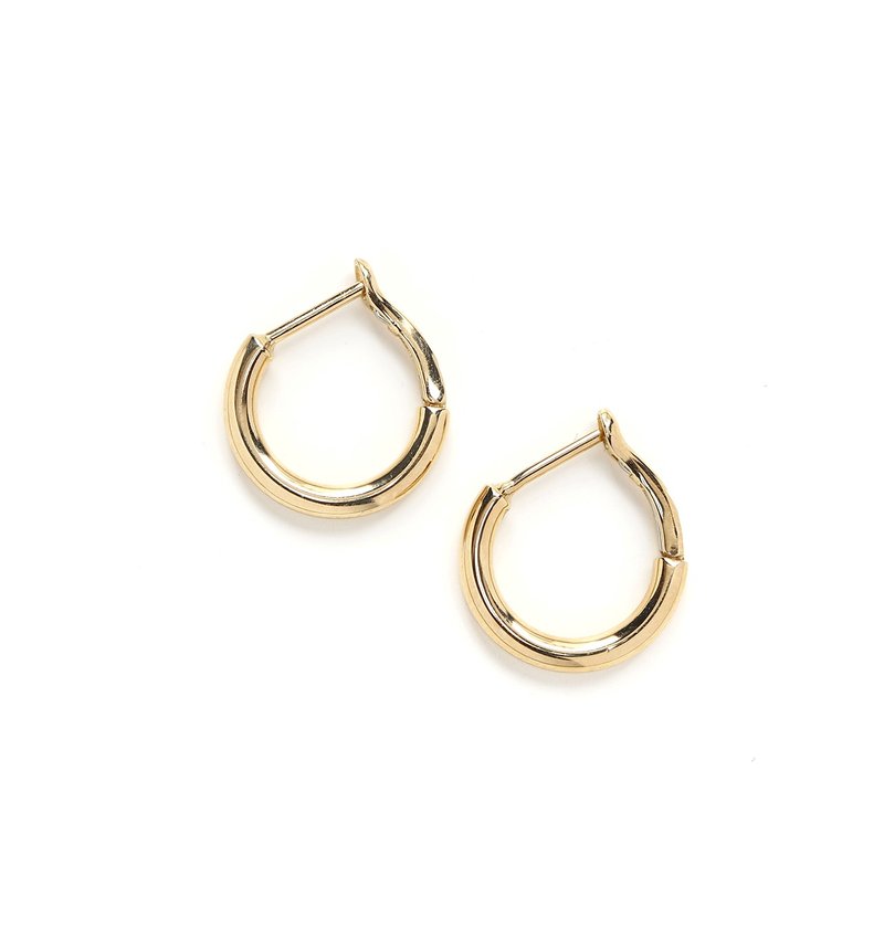 [Made in Japan] K18YG (18K yellow gold) One-touch hoop earrings 12mm x 2mm [Pair] - 耳环/耳夹 - 其他金属 金色