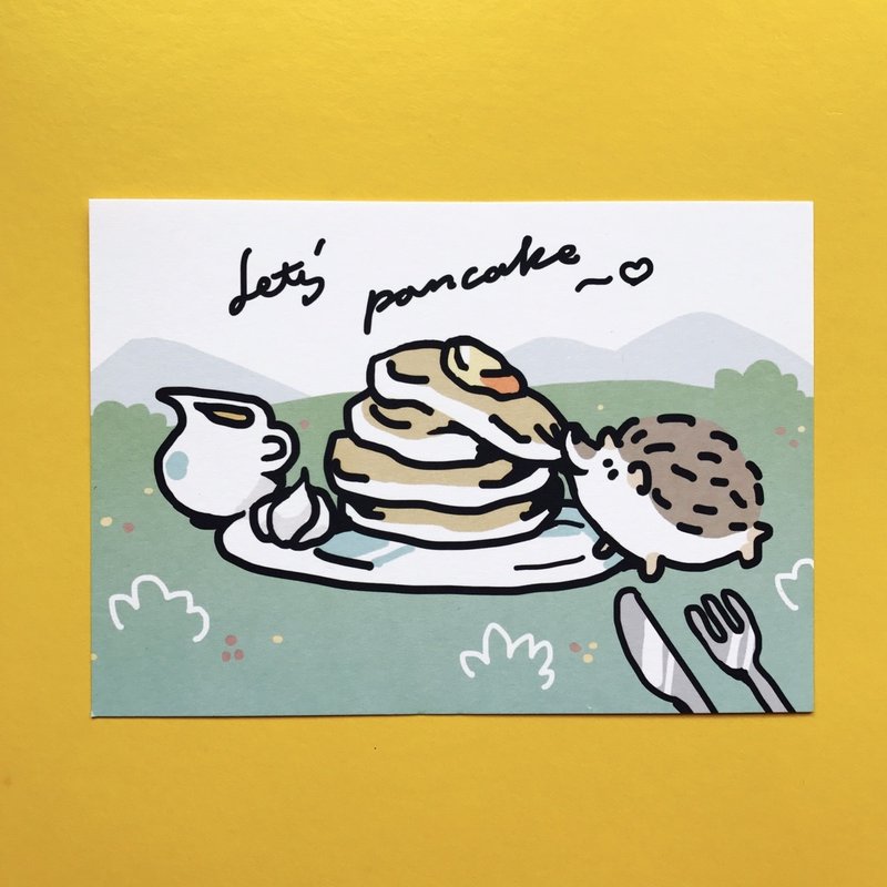 刺猬 野餐吃松饼 明信片 - 卡片/明信片 - 纸 绿色