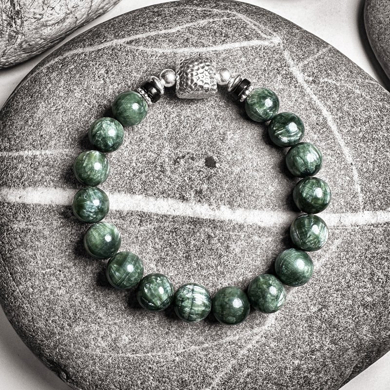 9mm+ 绿龙晶 银制手串 - 手链/手环 - 半宝石 