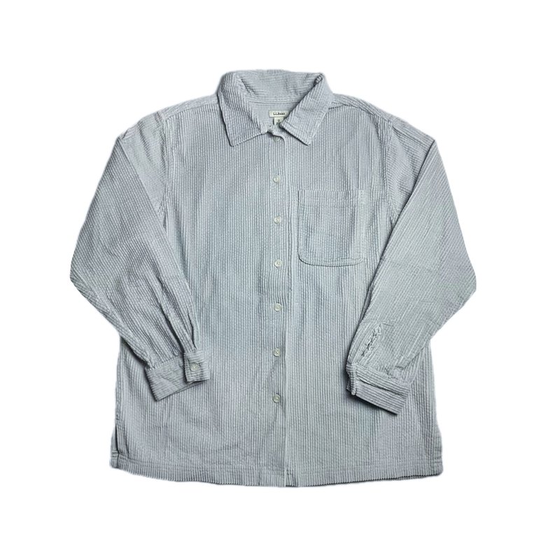 LLBean珍珠灰白粗灯芯绒衬衫 - 男装衬衫 - 棉．麻 白色