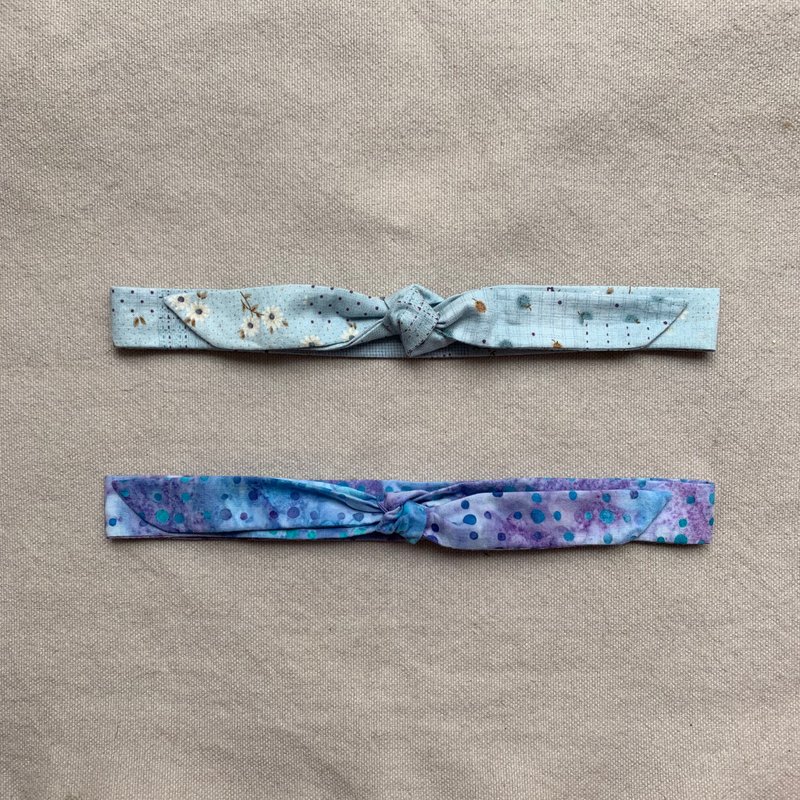 岛森家 / 细版发带 / 秘密花园 - 发饰 - 棉．麻 蓝色