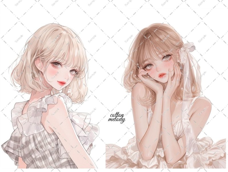 original sticker no.6352 人物贴纸 原创贴纸 人物贴纸 女孩贴纸 原创人物贴纸 - 贴纸 - 纸 