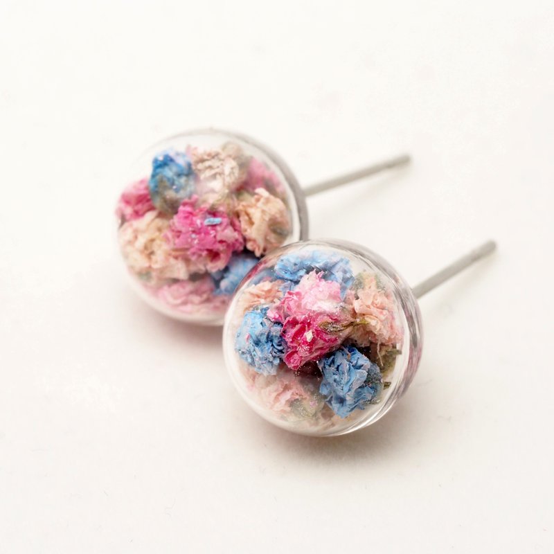 爱家作- OMYWAY DIY 干花  玻璃球 耳针 耳环 耳勾 垂挂 耳夹 1cm - 耳环/耳夹 - 玻璃 白色
