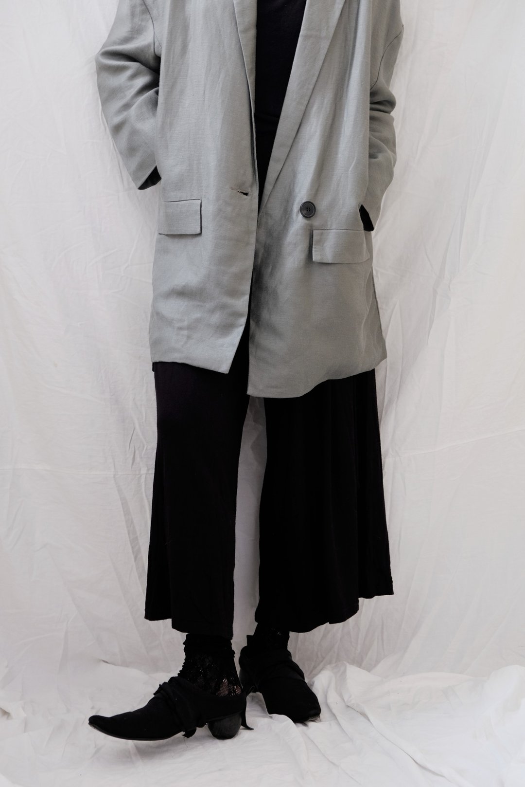 silver linen blazer 银色亚麻西装外套 - 女装西装外套/风衣 - 棉 银色