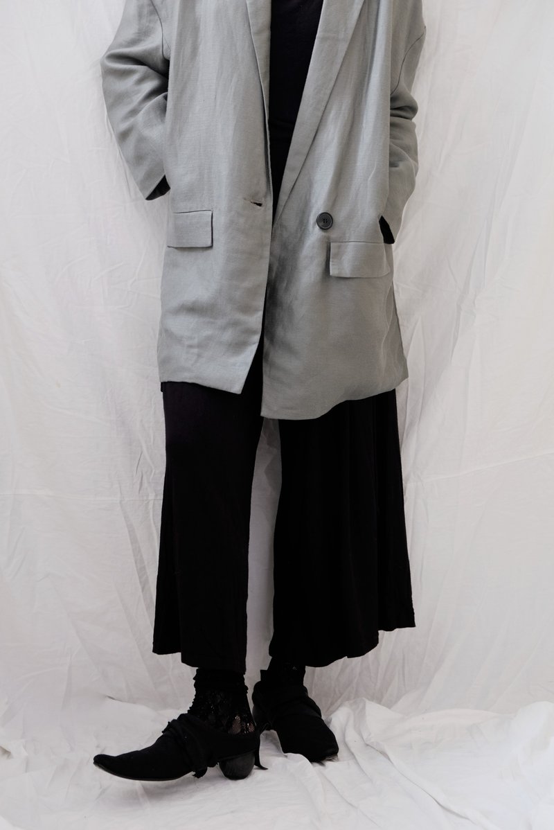 silver linen blazer 银色亚麻西装外套 - 女装西装外套/风衣 - 棉．麻 银色