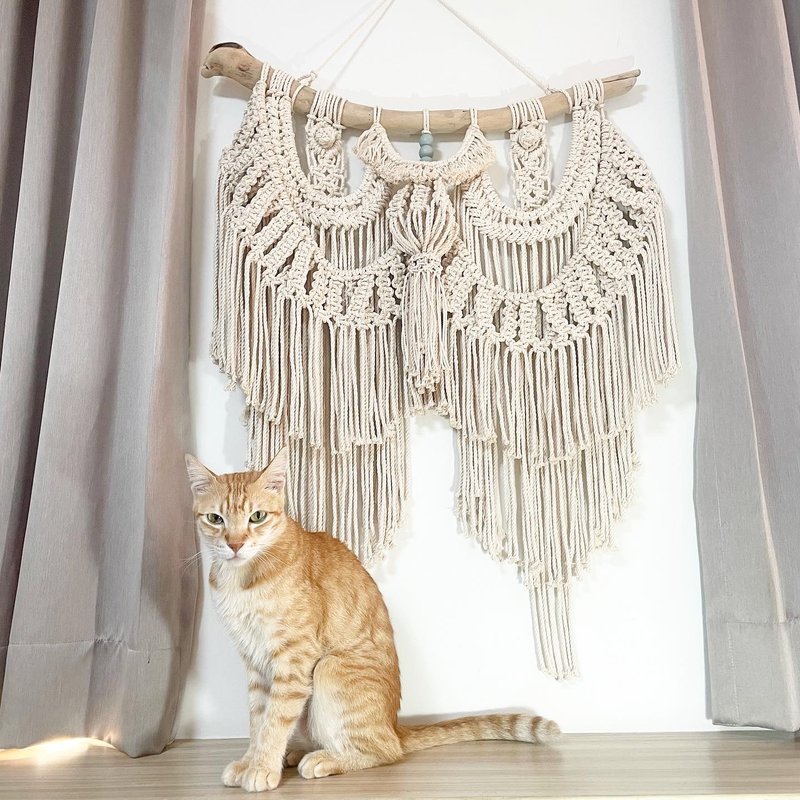 Macrame波希米亚编织绿珠壁挂挂饰 - 摆饰 - 棉．麻 白色